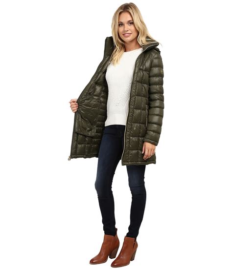 michael kors green down jacket|michael kors packable down fill.